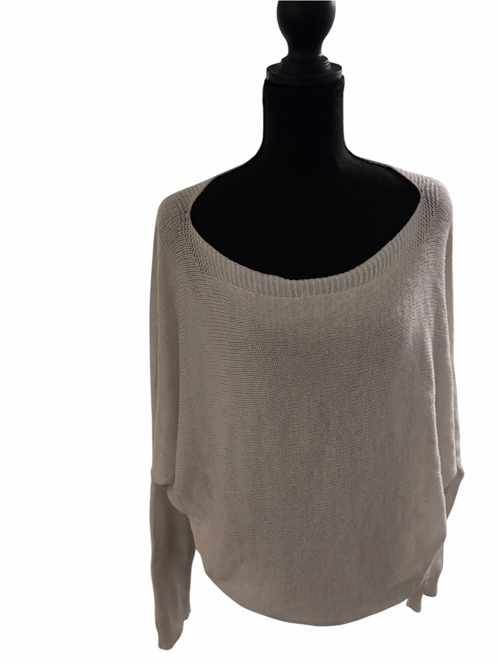 Source Unknown Off-the-Shoulder Light Gray Knit Sweater